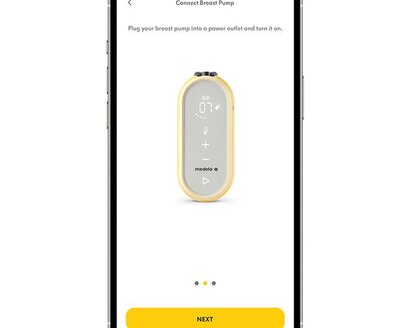 Schermata del cellulare aperta su Medela Family App nella schermata di accoppiamento del microinfusore.