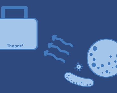 Drawing of a Medela Thopaz showing its virus filtering capabilities.