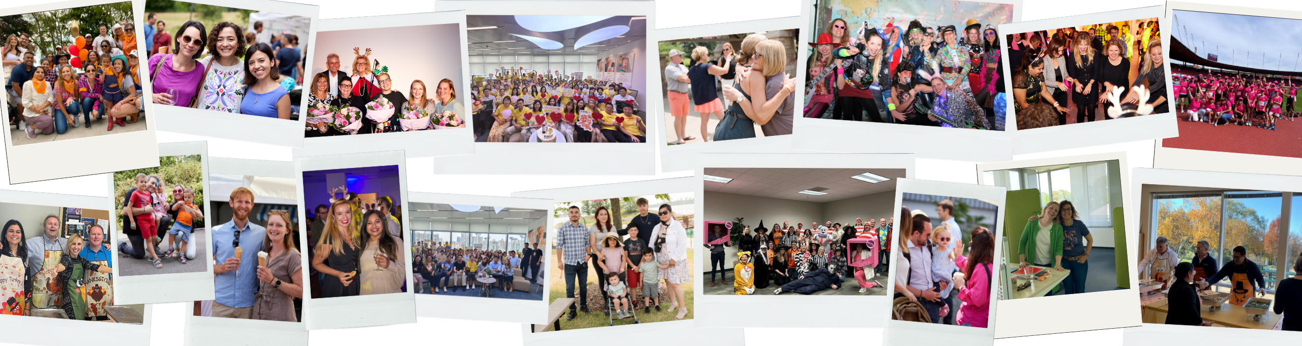 Collage of eighteen photos each of groups of colleagues.